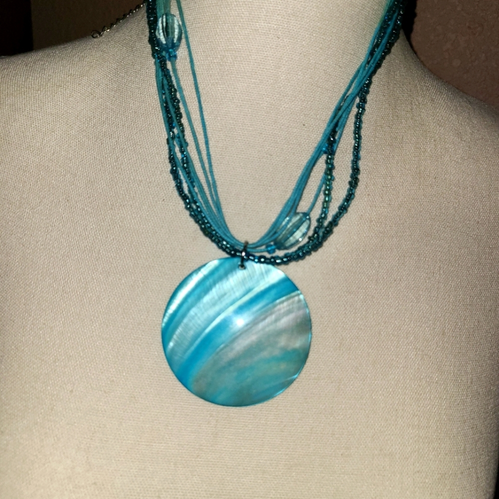 Aqua colored shell necklace
